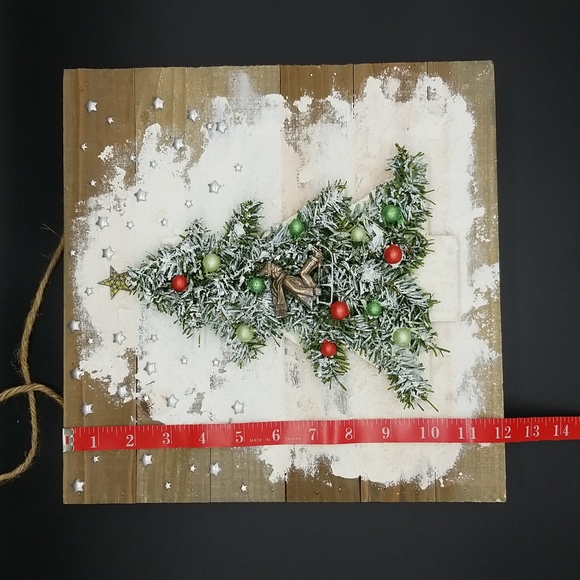 Hand Crafted One of a Kind Mixed Media Holiday Wall Art Hanging - Picture 8 of 10